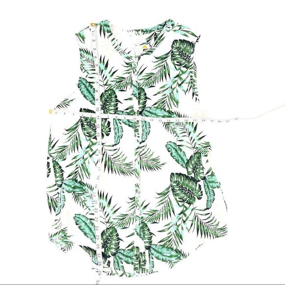 C&C California 100% Linen Palm Tree Print Top Large - Picture 4 of 5